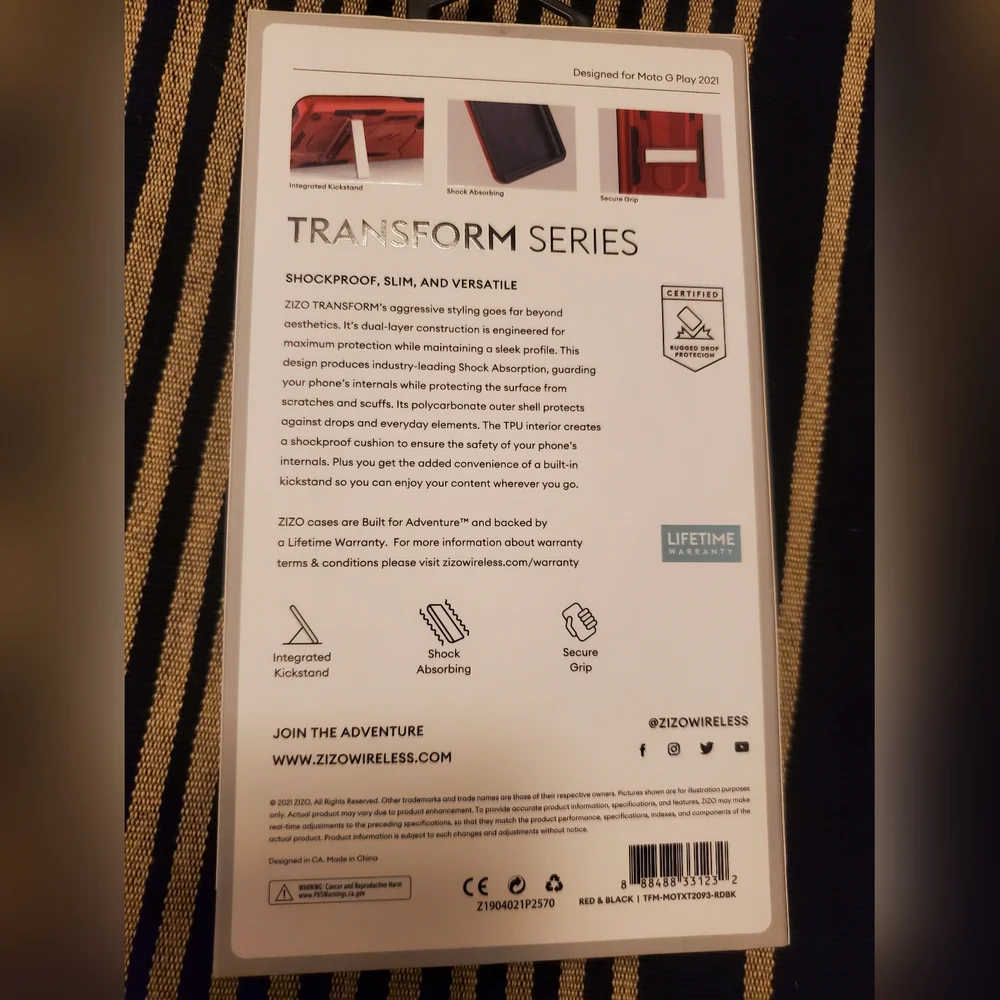 Zizo Moto G7 Supra Red and Black Phone Case Shock Kickstand - Picture 3 of 3